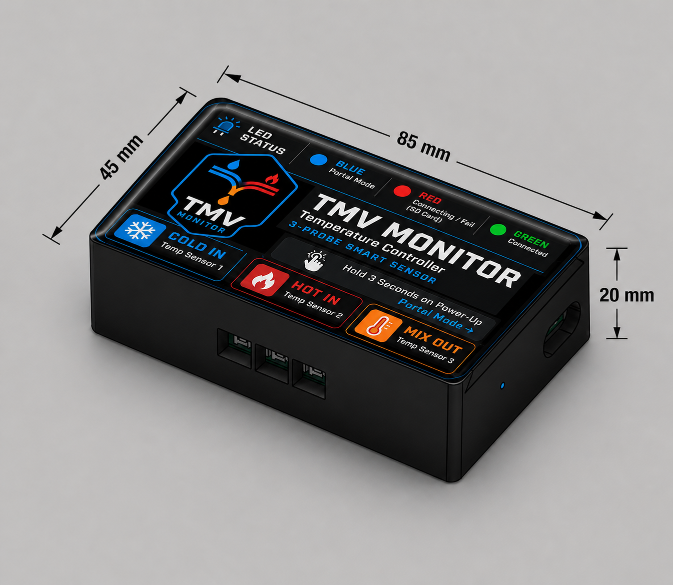 TMV Monitor device enclosure and label